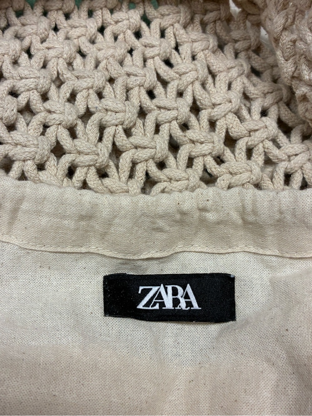 NWOT. Zara Ecru/White Macramé Tote Shopper Bag. - Picture 8 of 12